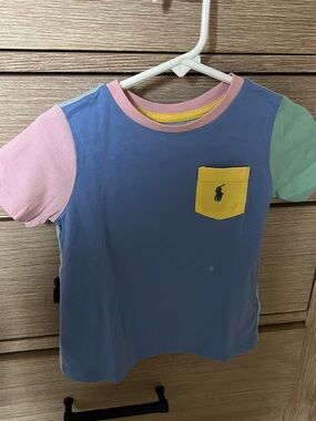 Ralph Lauren Kids Colorblock Tee - Blue, Pink, Mint & Yellow - 18 months